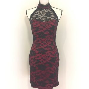 Red and Black Lace Dress